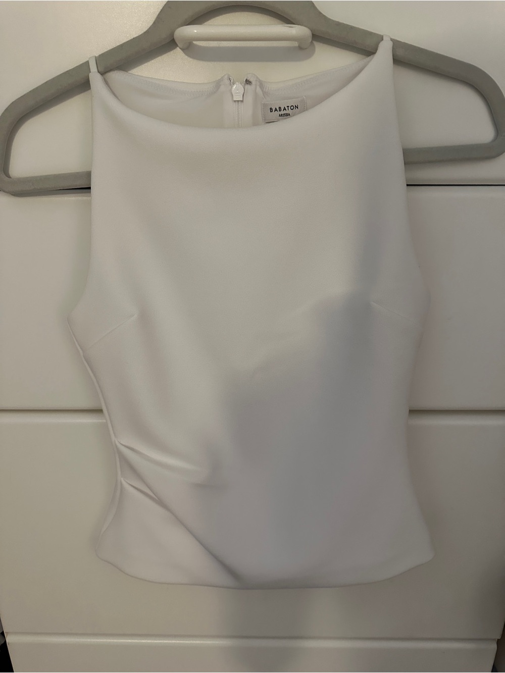 Aritzia Babaton White High-Neck Sleeveless Camisole